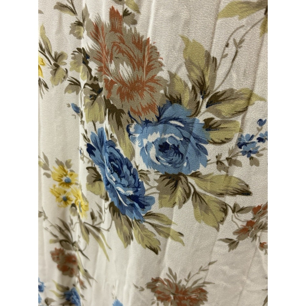 Robbie Bee Floral Patchwork Maxi Dress Womens XL Blue Yellow Crinkle Boho Tiered - Picture 7 of 8
